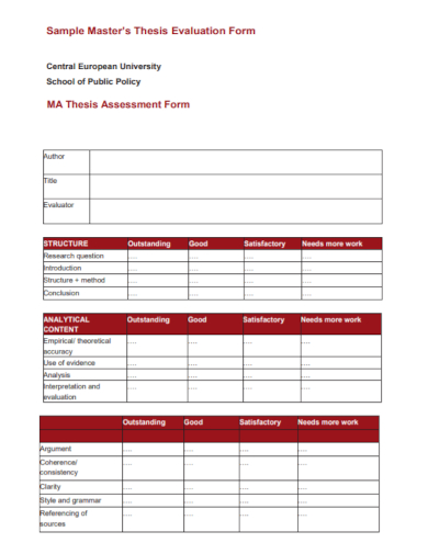 masters thesis evaluation form