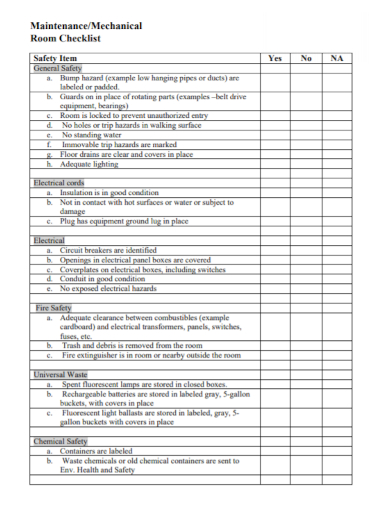 FREE 10 Room Maintenance Checklist Samples Hotel Preventive Clean 