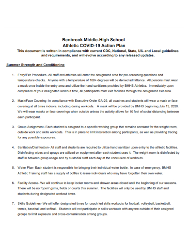 middle school athletic action plan