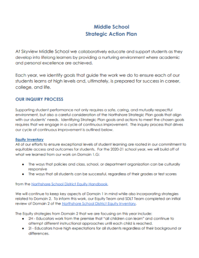 middle school strategic action plan