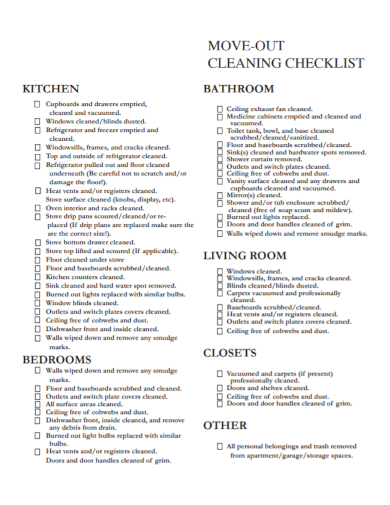 move out cleaning checklist