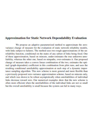 network dependability evaluation