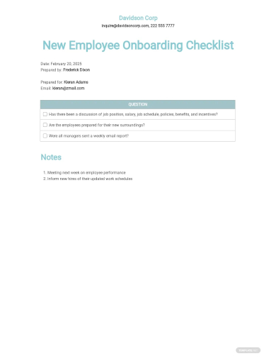 new employee onboarding checklist template