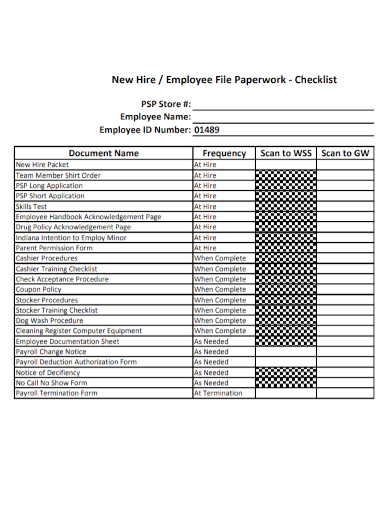 new hire employee file paperwork checklist