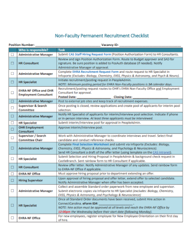 non faculty permanent recruitment checklist