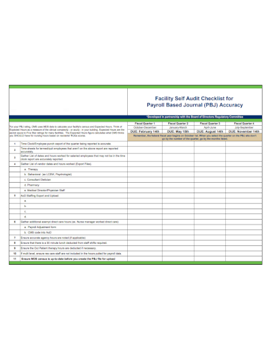 payroll facility self audit checklist