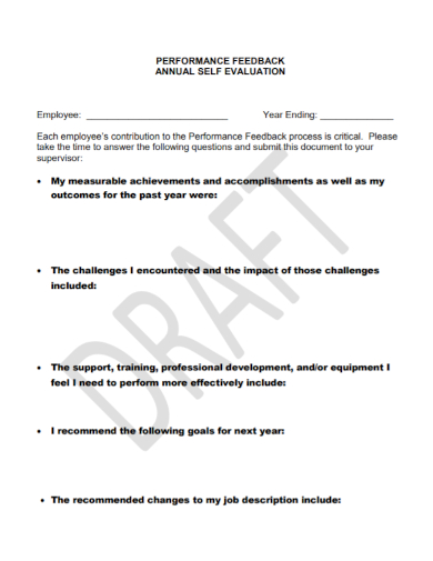 performance feedback annual self evaluation