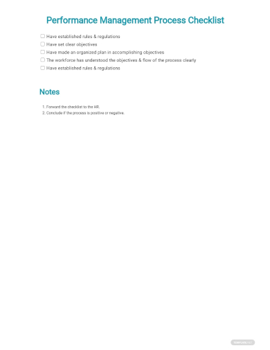 performance management process checklist template