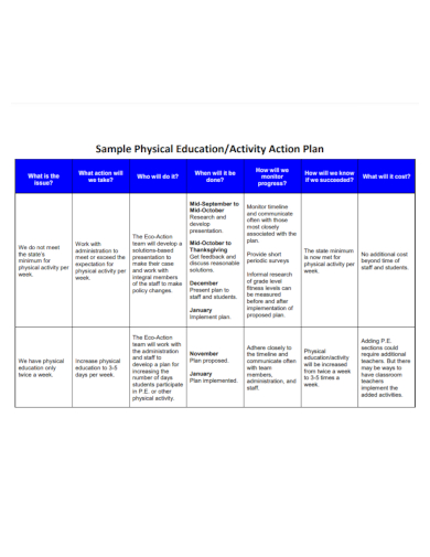 physical education action plan