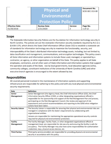 physical environment protection policy