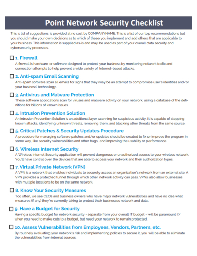 point network security checklist
