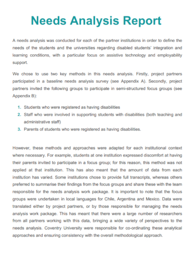 printable needs analysis report