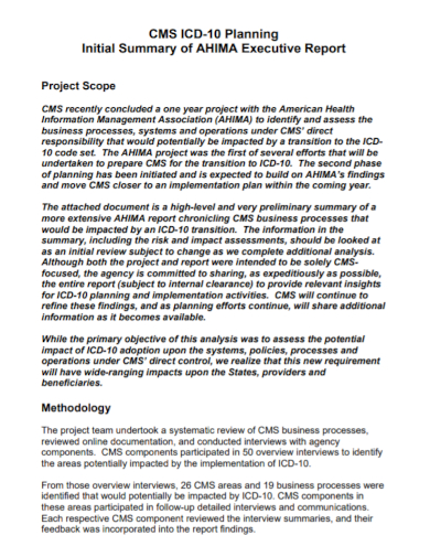 project scope executive report