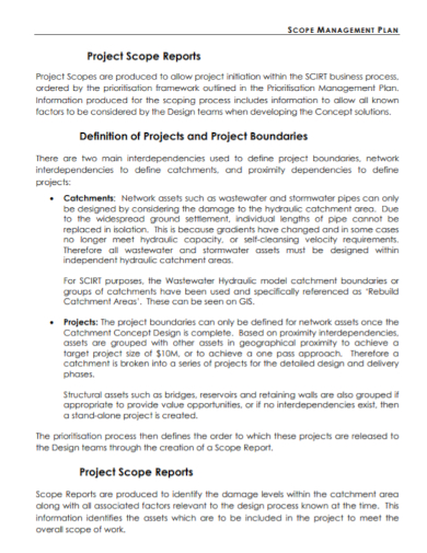 project scope management report