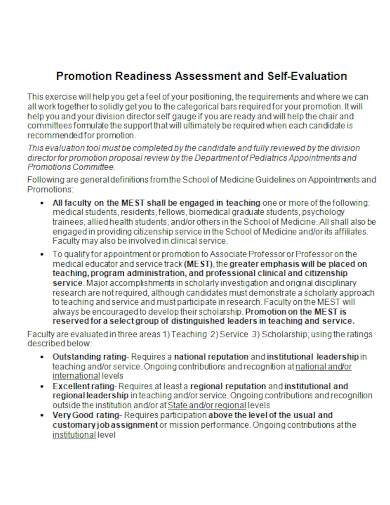 promotion assessment self evaluation