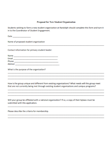 proposal for student organization