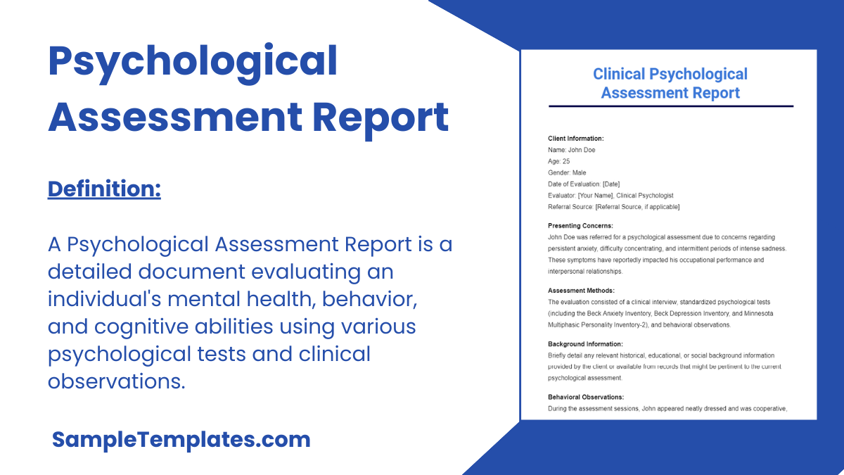 Psychological Assessment Reports
