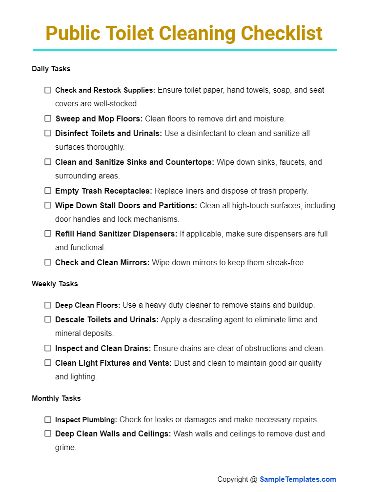 public toilet cleaning checklist