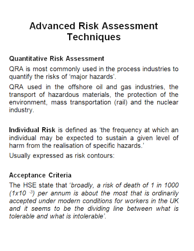 qualitative advanced risk assessment