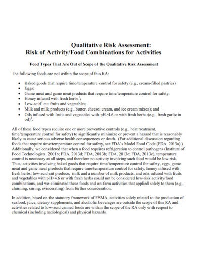 qualitative food risk assessment