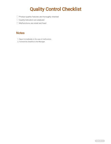 quality control checklist template