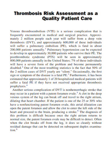 quality patient care risk assessment