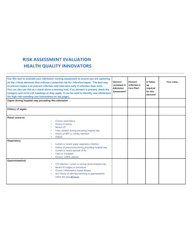 quality risk evaluation assessment