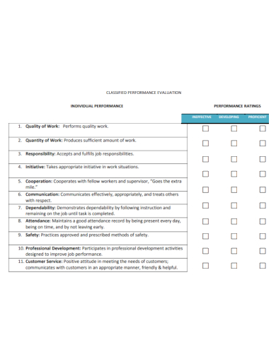 quality of work individual performance evaluation