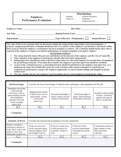 quantity of work employee evaluation