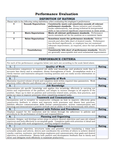 quantity of work performance evaluation