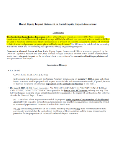 racial equity impact statement