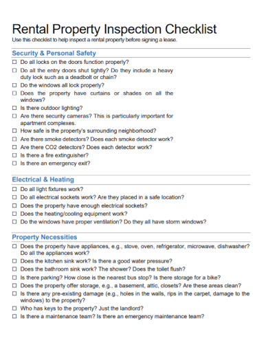rental property inspection checklist