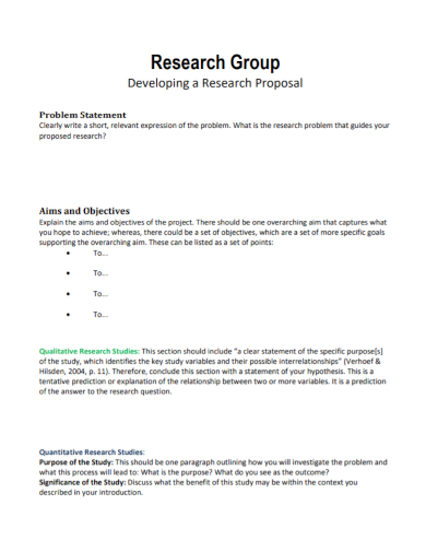 example problem statement in research proposal