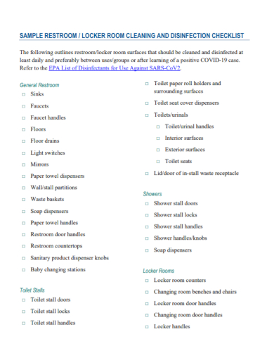 restroom cleaning disinfection checklist