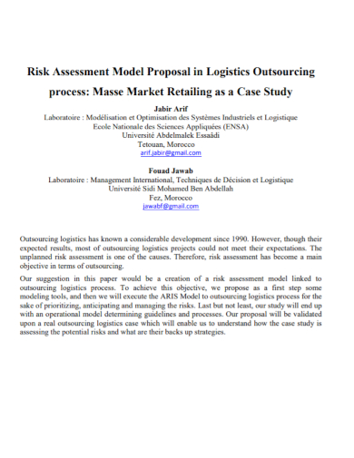risk assessment logistics proposal