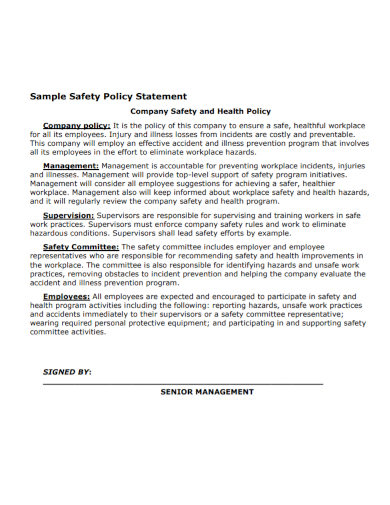 safety policy statement