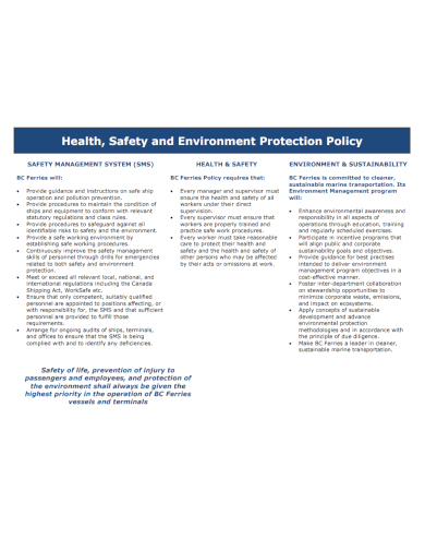 safety and environment protection policy
