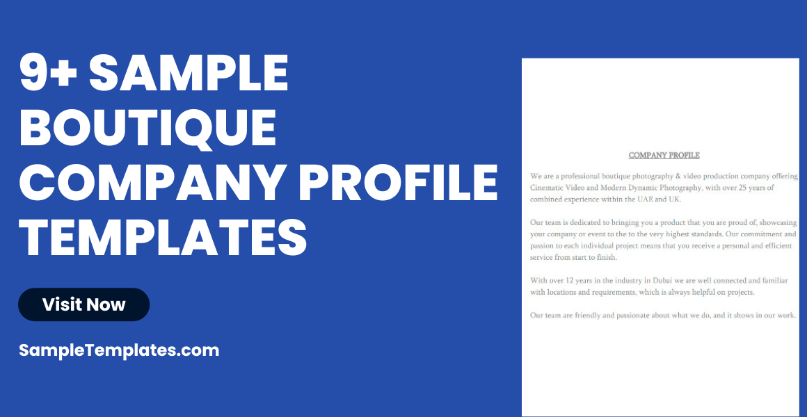 sample boutique company profile templates