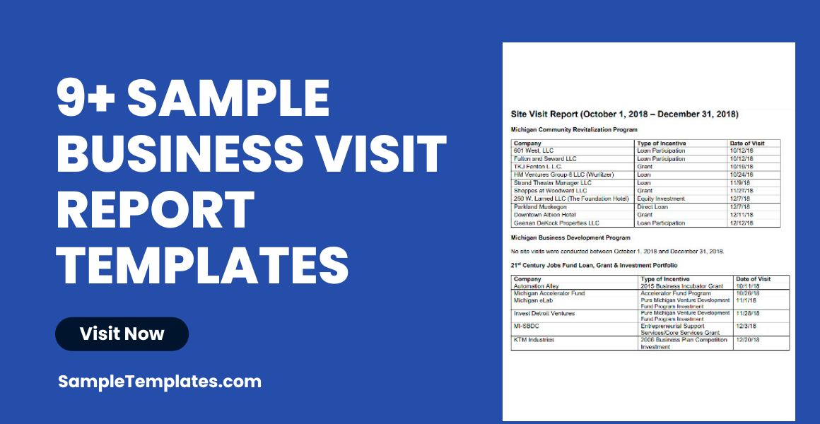 sample business visit report template
