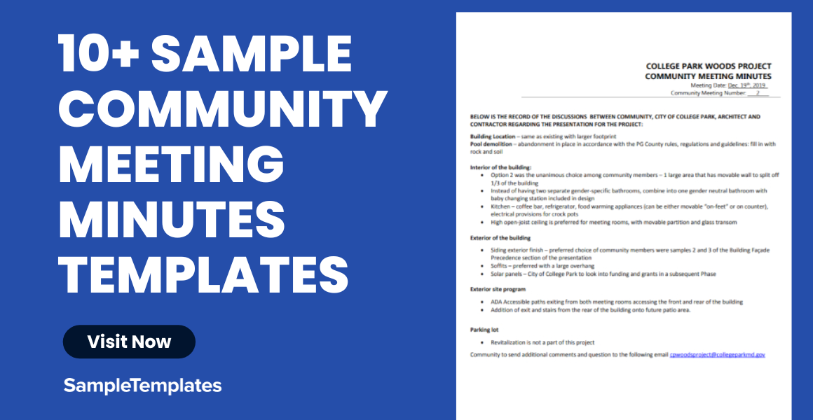sample community meeting minutes template