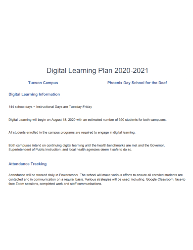sample digital learning plan