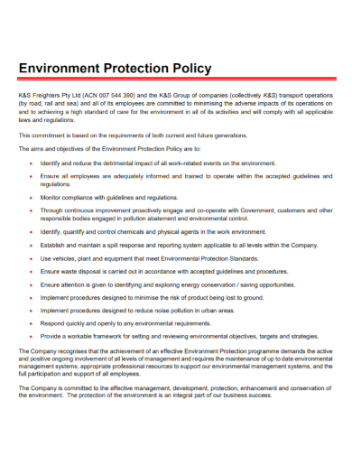 sample environment protection policy