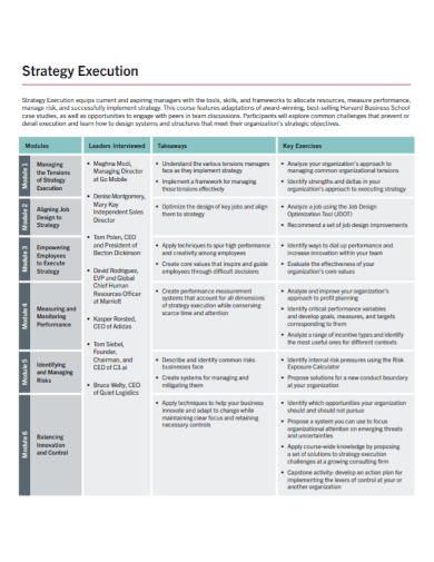sample execution strategy