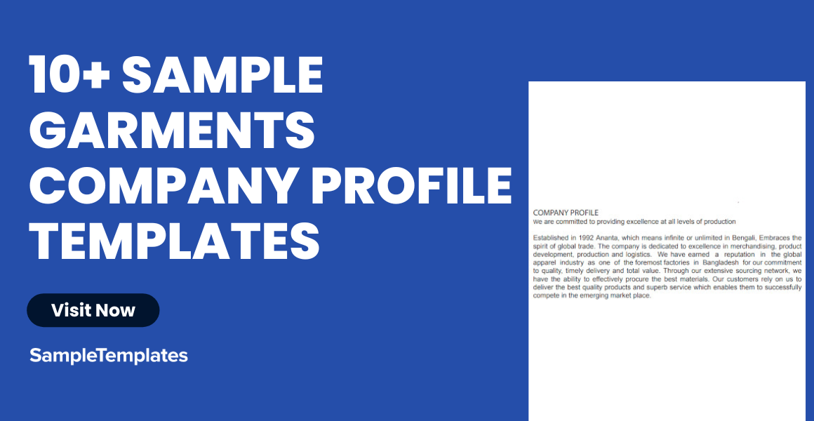 sample garments company profile template