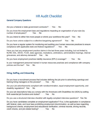 sample hr audit checklist