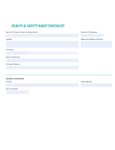 sample health and safety audit checklist