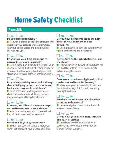 sample home safety checklist