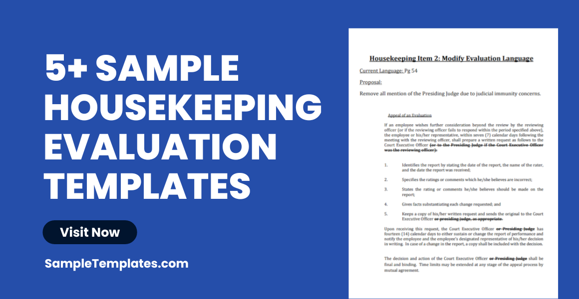 Sample Housekeeping Evaluation Templates