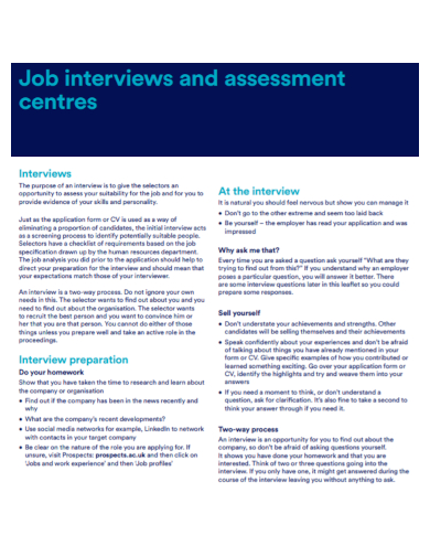 sample job interview assessment