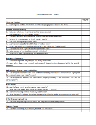 sample laboratory audit checklist